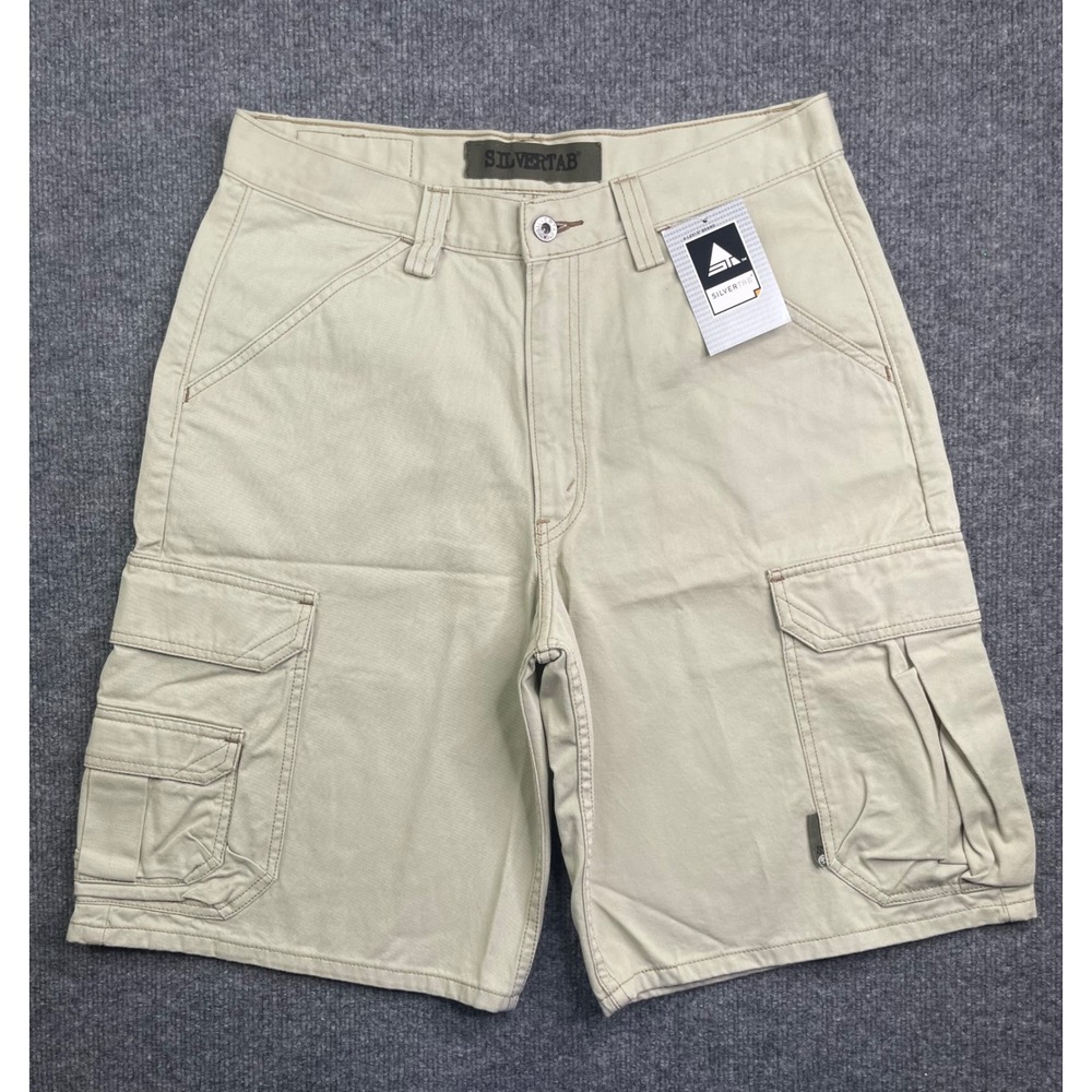 Levi's SilverTab Cargo Shorts Men 32 Tan Khaki Cotton Utility Multi-Pocket NEW